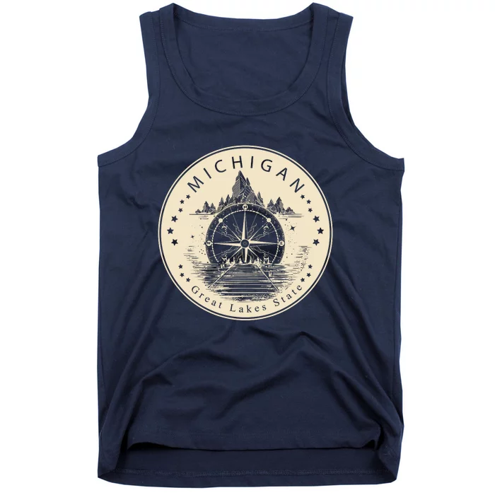 Michigan Compass Great Lake State MI Pride USA Tank Top