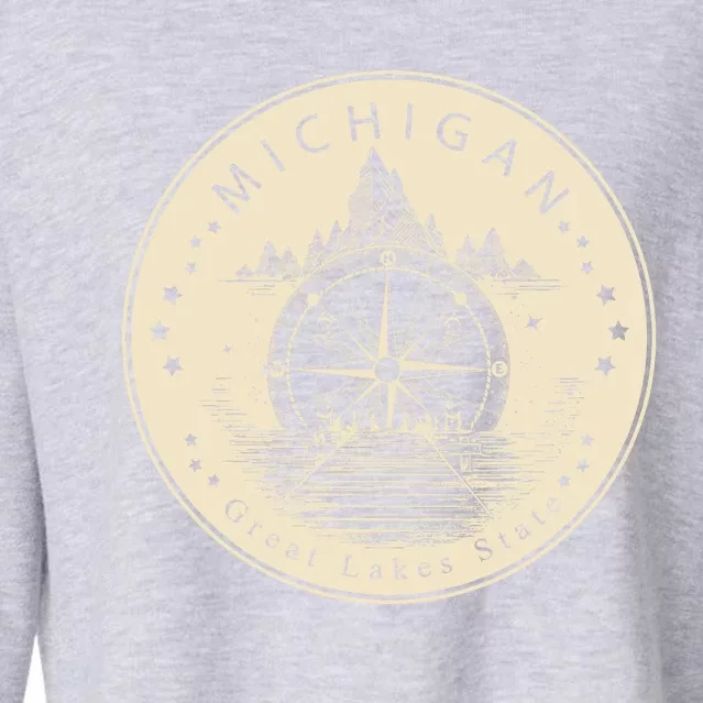 Michigan Compass Great Lake State MI Pride USA Cropped Pullover Crew