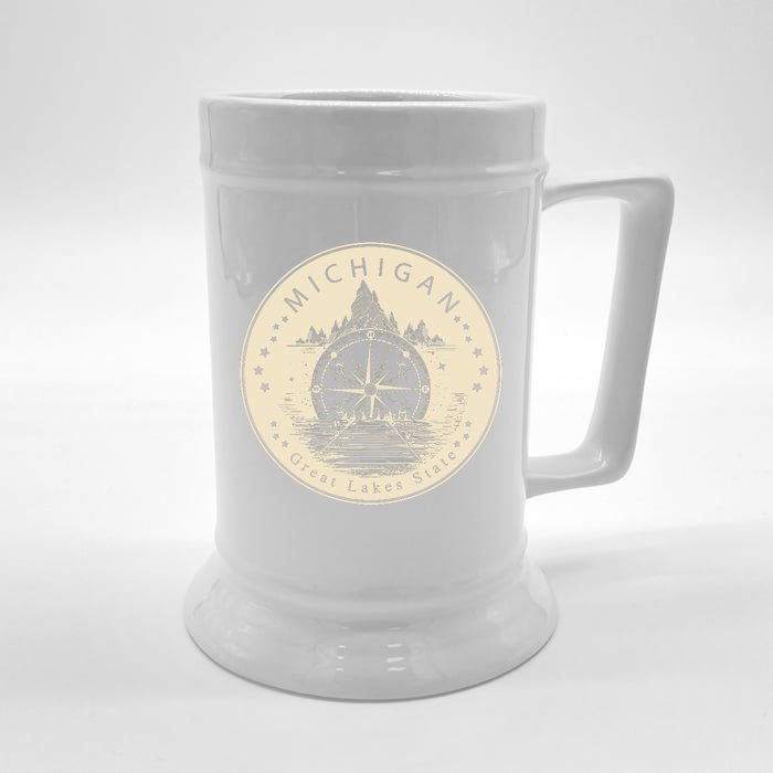 Michigan Compass Great Lake State MI Pride USA Front & Back Beer Stein