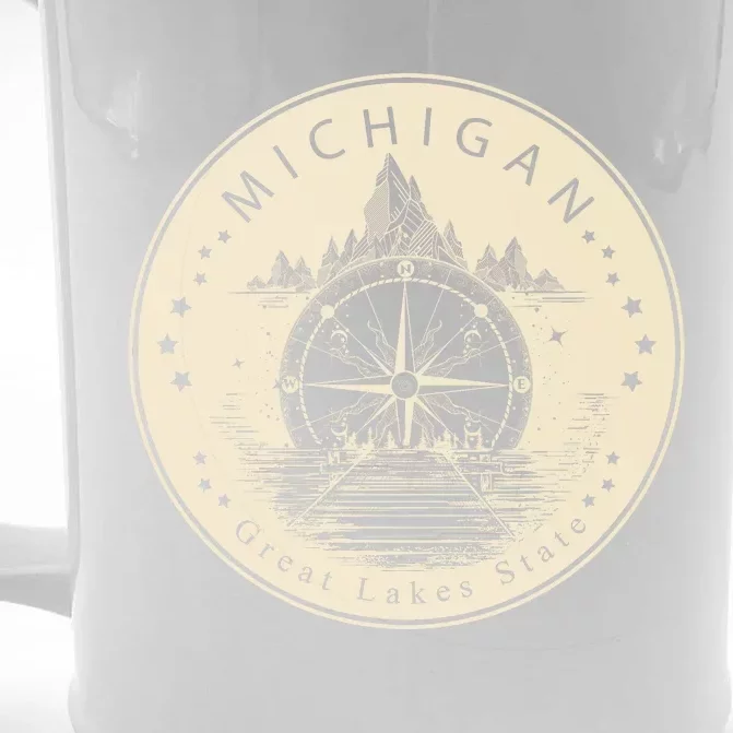 Michigan Compass Great Lake State MI Pride USA Front & Back Beer Stein