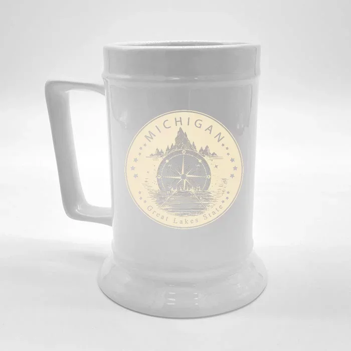 Michigan Compass Great Lake State MI Pride USA Front & Back Beer Stein