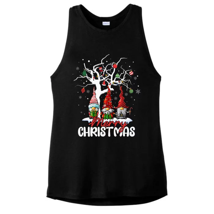 Merry Christmas Gnomes Xmas Family Ladies Tri-Blend Wicking Tank