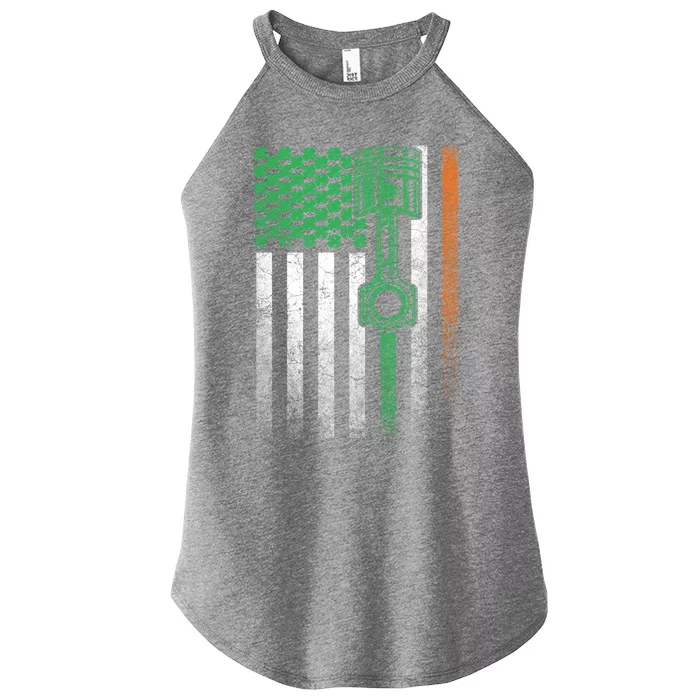 Mechanic Car Garage Irish American Flag St Patrick's Day Great Gift Women’s Perfect Tri Rocker Tank