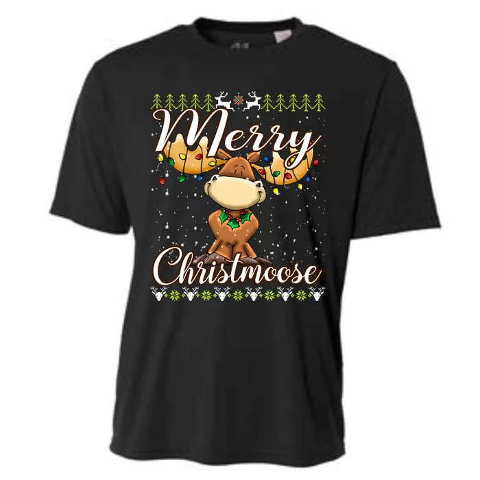 Merry Christmoose Gift Moose Christmas Gift Cooling Performance Crew T-Shirt