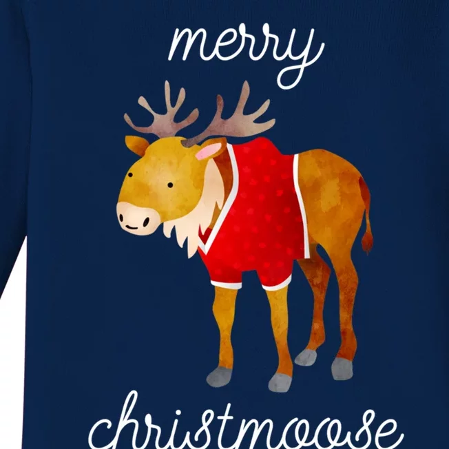 Merry Christmoose Gift Christmas Holiday Moose Baby Long Sleeve Bodysuit