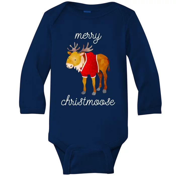 Merry Christmoose Gift Christmas Holiday Moose Baby Long Sleeve Bodysuit