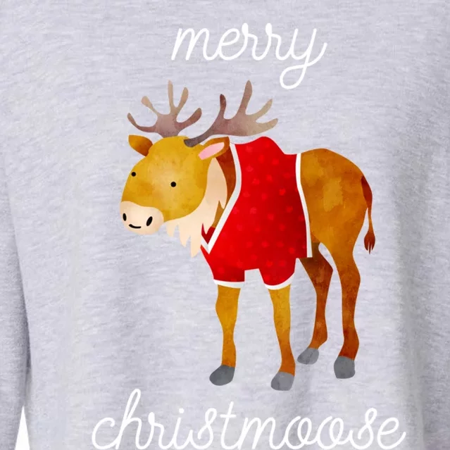 Merry Christmoose Gift Christmas Holiday Moose Cropped Pullover Crew