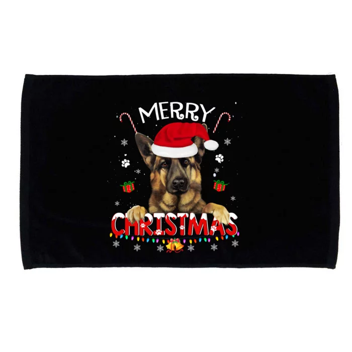 Merry Christmas Ger Shepherd Dog Santa Hat Xmas Pajama Funny Gift Microfiber Hand Towel