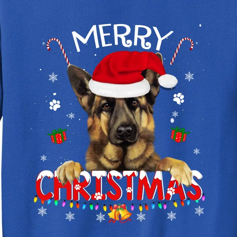 Merry Christmas Ger Shepherd Dog Santa Hat Xmas Pajama Funny Gift Tall Sweatshirt