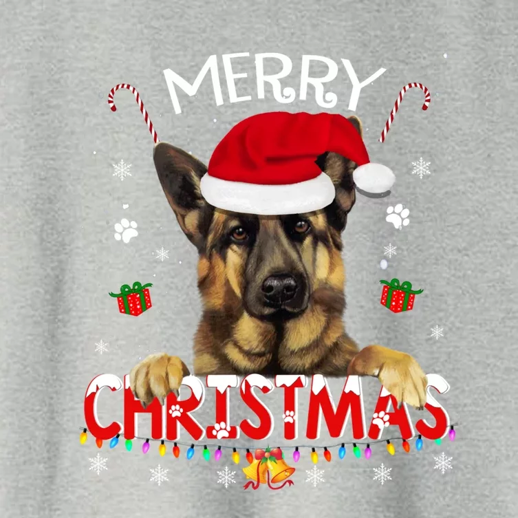 Merry Christmas Ger Shepherd Dog Santa Hat Xmas Pajama Funny Gift Women's Crop Top Tee