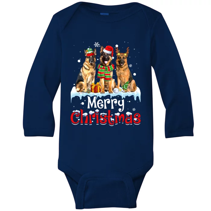 Merry Christmas Ger Shepherd Dog Squad Santa Dog Xmas Meaningful Gift Baby Long Sleeve Bodysuit