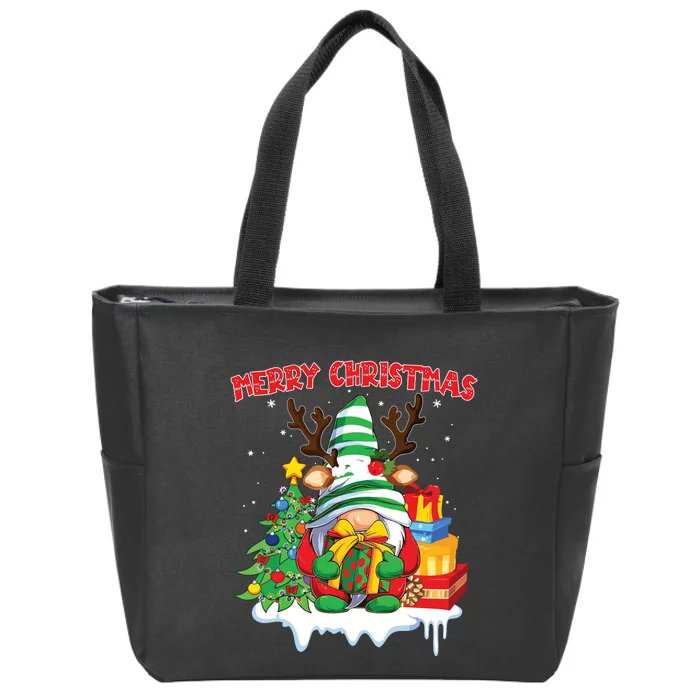 Merry Christmas Gnome Family Christmas Zip Tote Bag