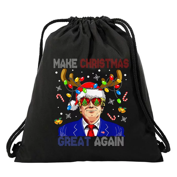 Make Christmas Great Again Funny Trump Ugly Christmas Drawstring Bag