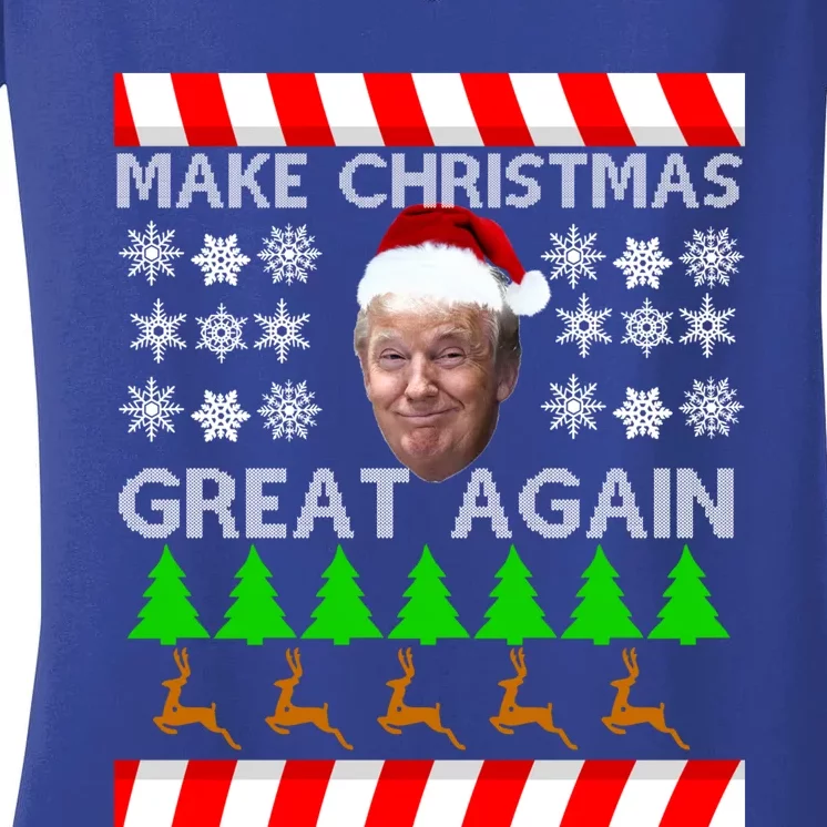 Make Christmas Great Again Sweater Funny Trump Meaningful Gift Women's V-Neck T-Shirt