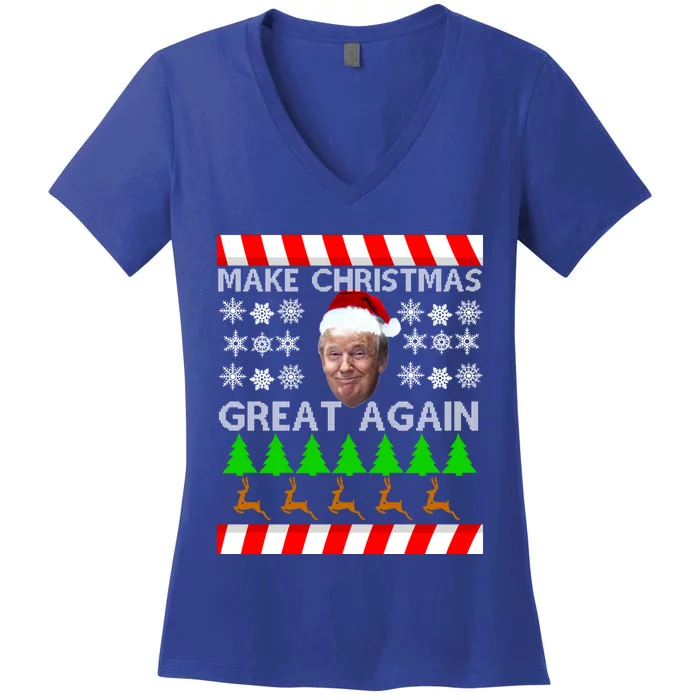 Make Christmas Great Again Sweater Funny Trump Meaningful Gift Women's V-Neck T-Shirt