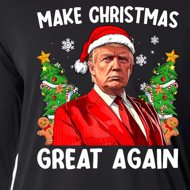 Make Christmas Great Again Funny Santa Trump 2024 Cooling Performance Long Sleeve Crew