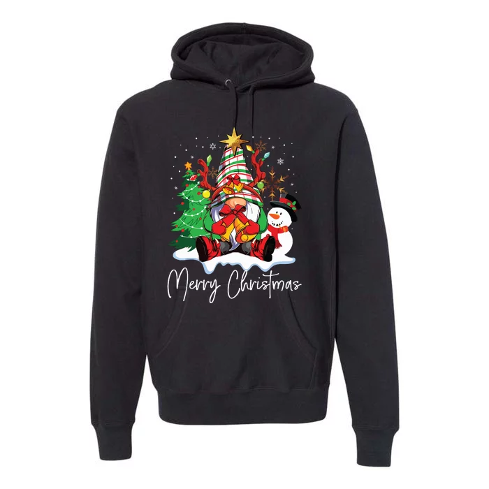 Merry Christmas Gnome Plaid Family Christmas Premium Hoodie