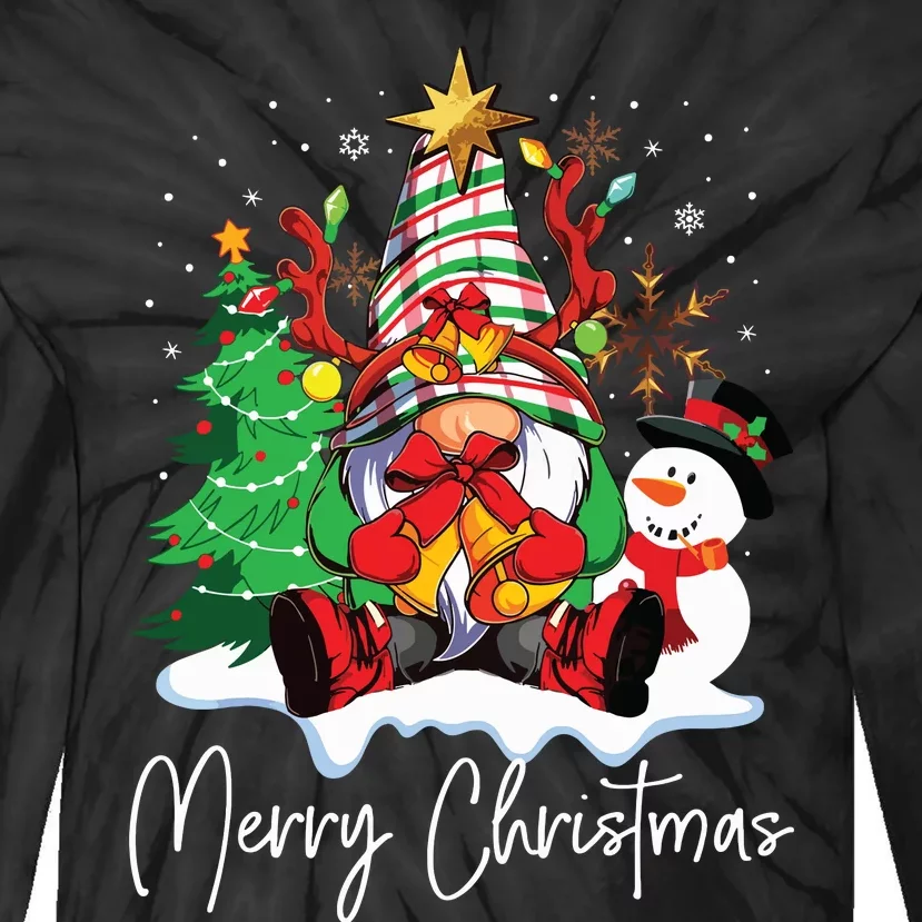 Merry Christmas Gnome Plaid Family Christmas Tie-Dye Long Sleeve Shirt