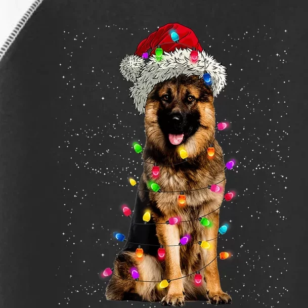 Merry Christmas German Shepherd Santa Hat Lights Xmas Toddler Fine Jersey T-Shirt