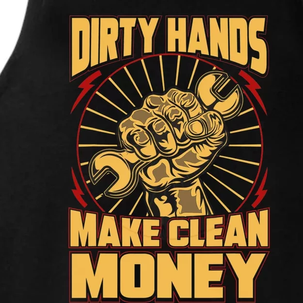 Mechanic Car Guy Dirty Hands Make Clean Money Ladies Tri-Blend Wicking Tank