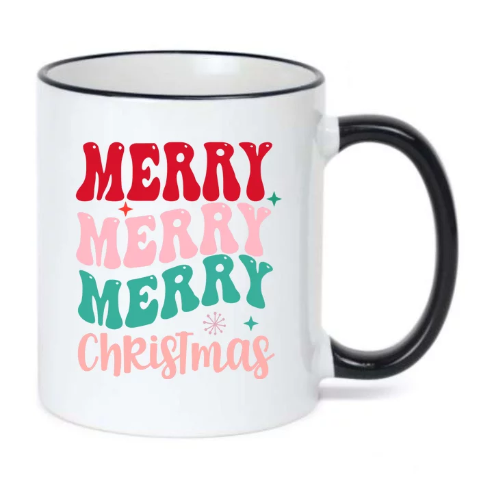 Merry Christmas Groovy Holiday Festive Black Color Changing Mug