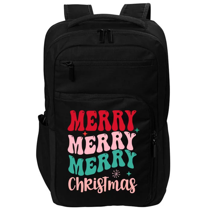 Merry Christmas Groovy Holiday Festive Impact Tech Backpack