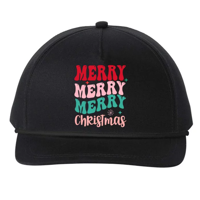 Merry Christmas Groovy Holiday Festive Snapback Five-Panel Rope Hat