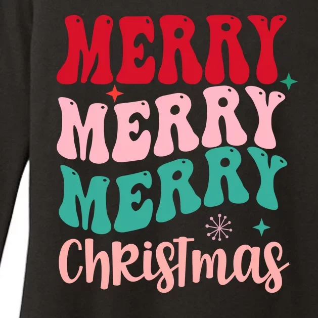 Merry Christmas Groovy Holiday Festive Womens CVC Long Sleeve Shirt