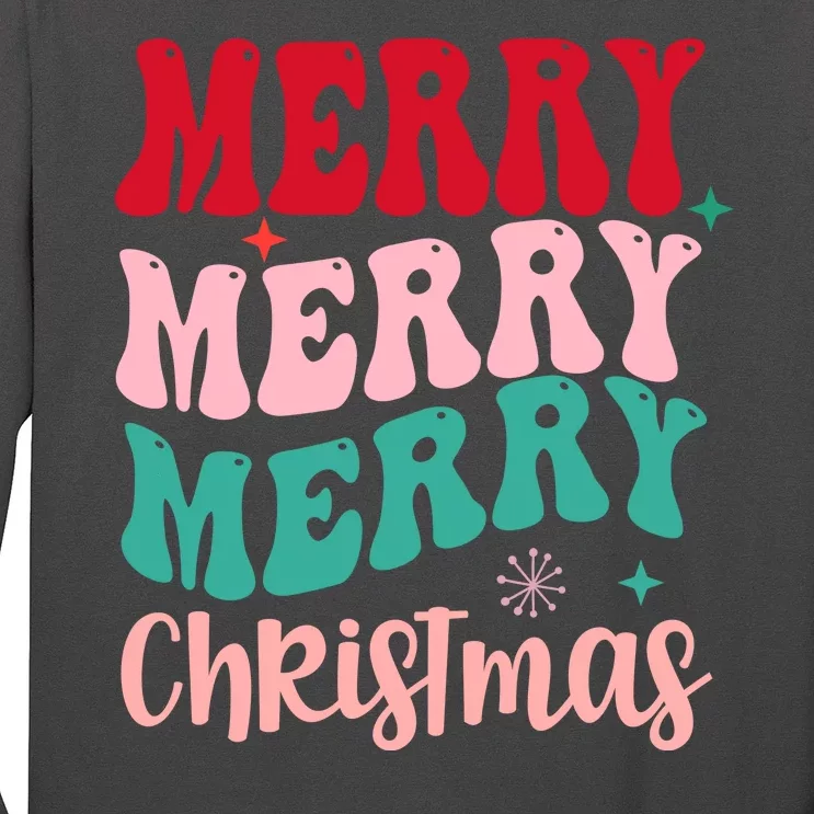 Merry Christmas Groovy Holiday Festive Long Sleeve Shirt