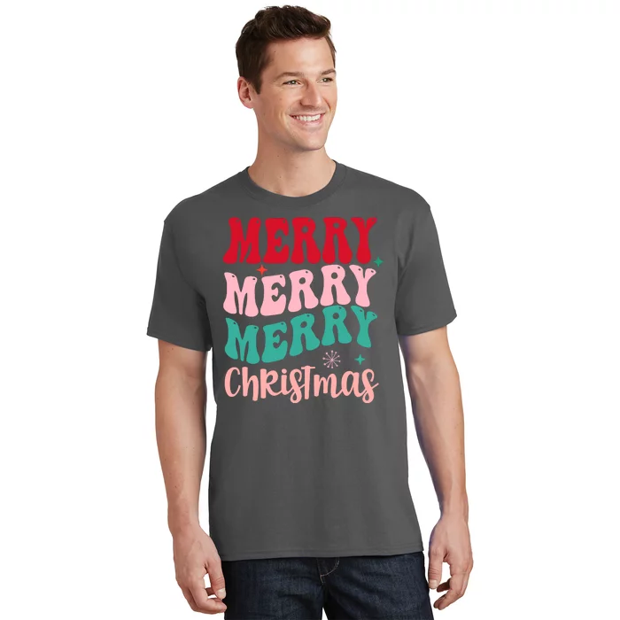 Merry Christmas Groovy Holiday Festive T-Shirt