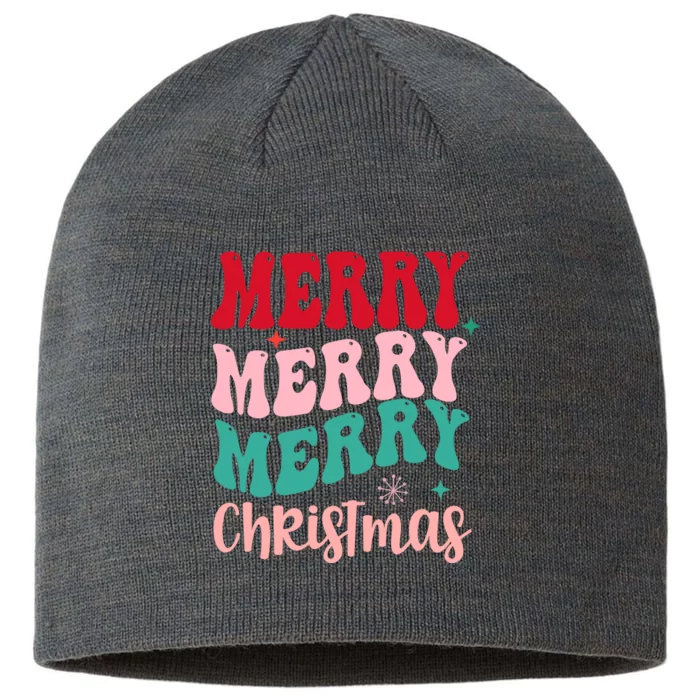 Merry Christmas Groovy Holiday Festive 8 1/2in Sustainable Knit Beanie