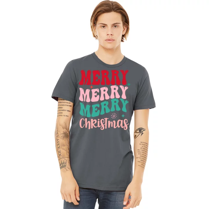 Merry Christmas Groovy Holiday Festive Premium T-Shirt