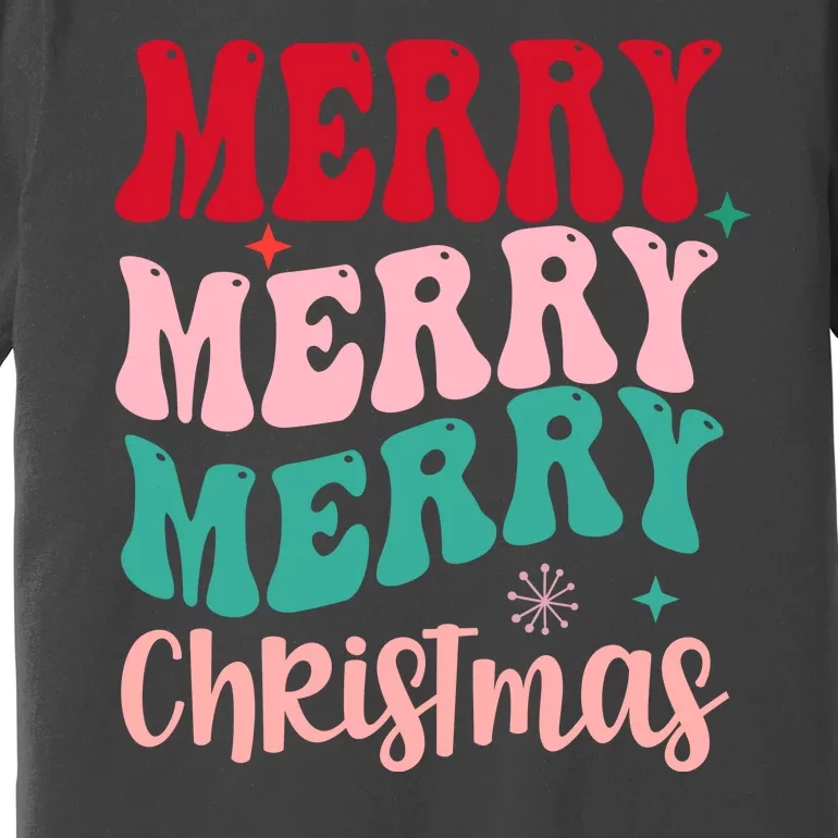 Merry Christmas Groovy Holiday Festive Premium T-Shirt