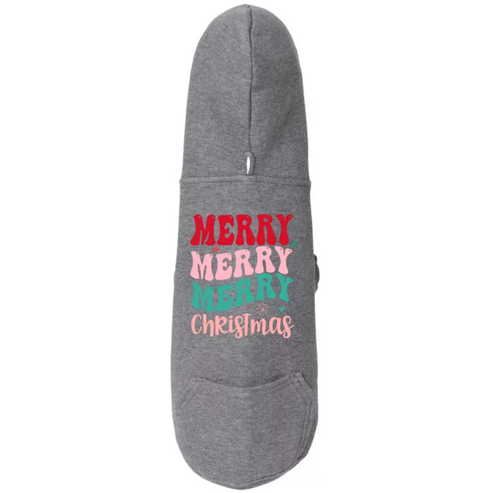 Merry Christmas Groovy Holiday Festive Doggie 3-End Fleece Hoodie