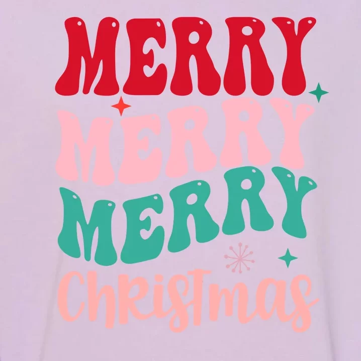 Merry Christmas Groovy Holiday Festive Garment-Dyed Sweatshirt