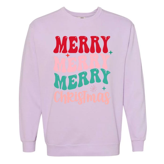 Merry Christmas Groovy Holiday Festive Garment-Dyed Sweatshirt