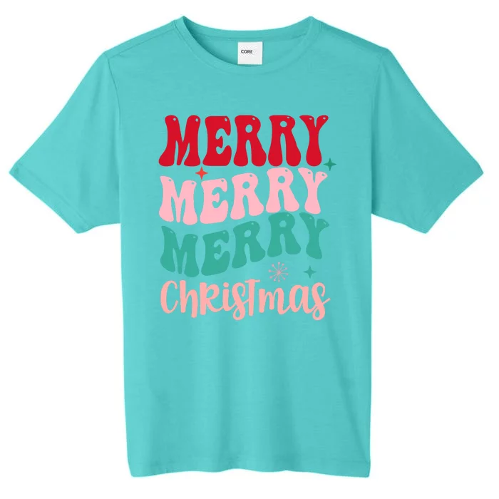 Merry Christmas Groovy Holiday Festive ChromaSoft Performance T-Shirt