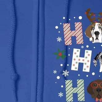 Merry Christmas Great Dane Dog Xmas Reindeer Santa Hat Ho Ho Meaningful Gift Full Zip Hoodie