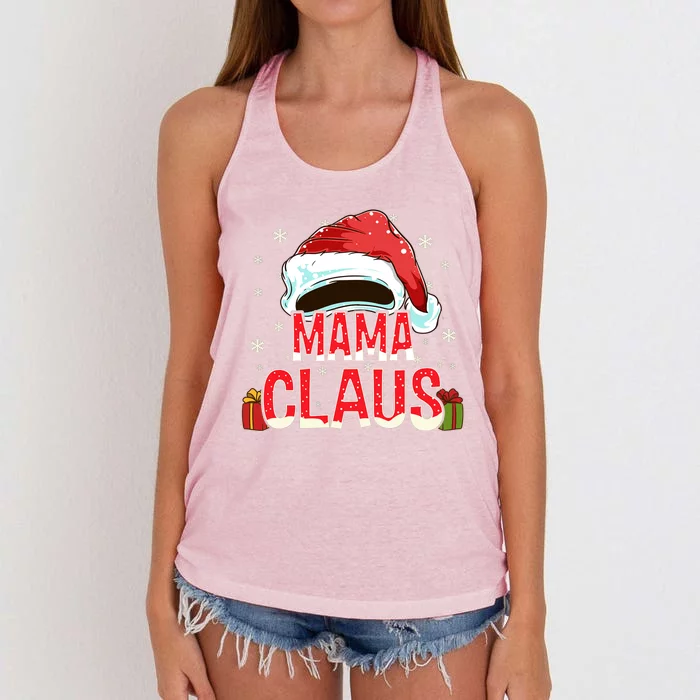 Mama Claus Group Funny Gift Matching Family Christmas Meaningful Gift Women's Knotted Racerback Tank