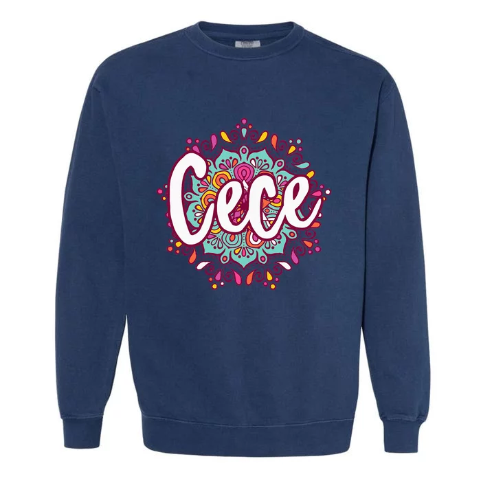 Mandala Cece  Grandma Christmas Birthday Mothers Day Garment-Dyed Sweatshirt