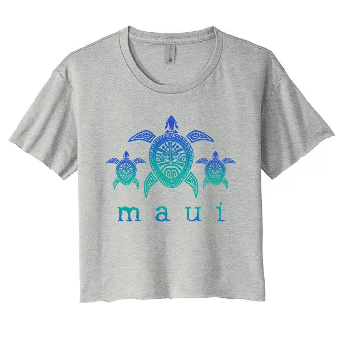 Maui Cool Gift Hawaii Sea Turtles Hawaiian Scuba Diving Souvenir Funny Gift Women's Crop Top Tee