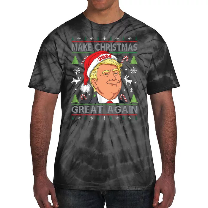 Make Christmas Great Again Ugly Funny Trump 2024 Tie-Dye T-Shirt