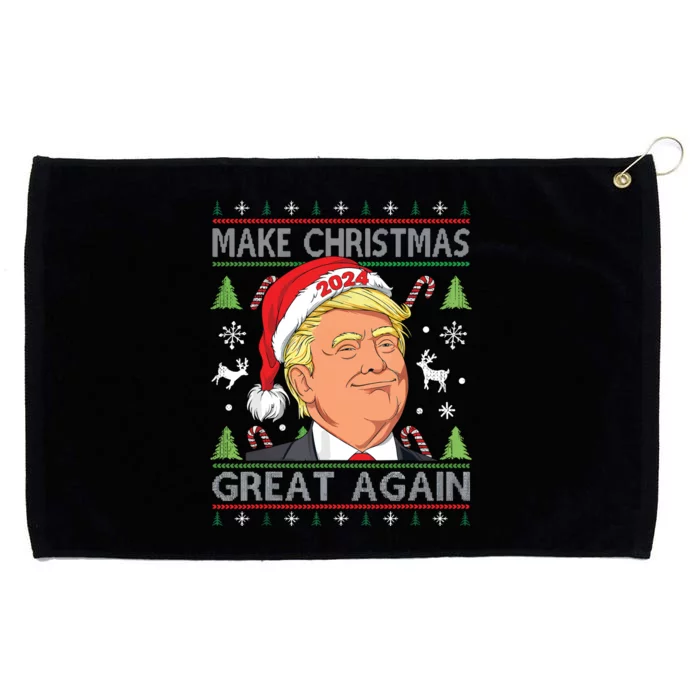 Make Christmas Great Again Ugly Funny Trump 2024 Grommeted Golf Towel