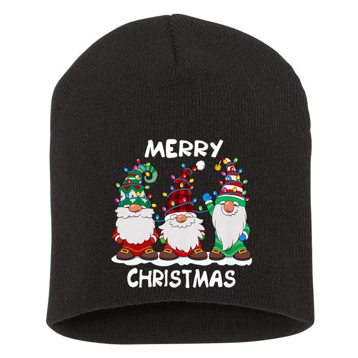 Merry Christmas Gnomes Xmas Family Short Acrylic Beanie