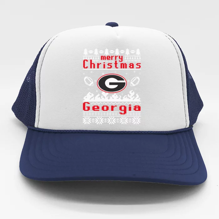 Merry Christmas Georgia Tree Happy Trending Christmas Trucker Hat