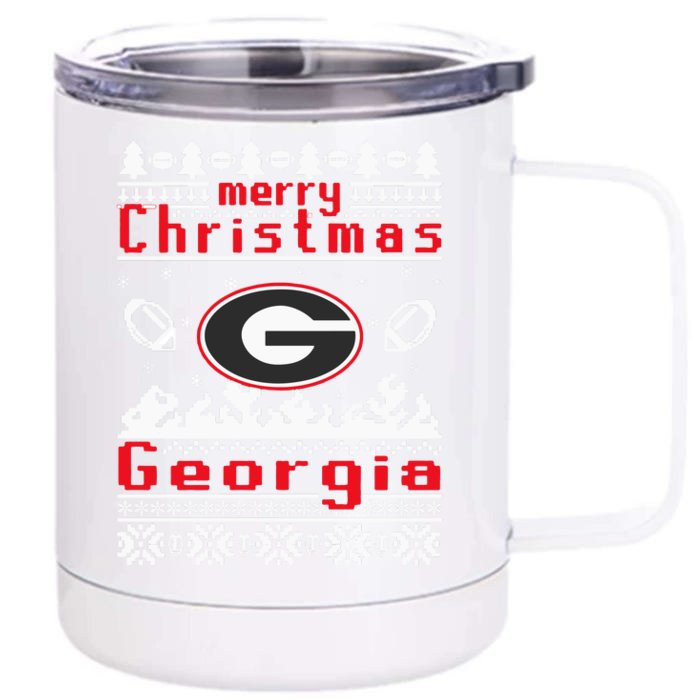 Merry Christmas Georgia Tree Happy Trending Christmas Front & Back 12oz Stainless Steel Tumbler Cup