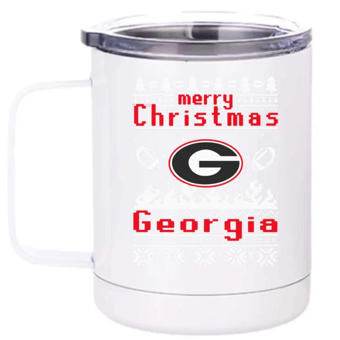 Merry Christmas Georgia Tree Happy Trending Christmas Front & Back 12oz Stainless Steel Tumbler Cup