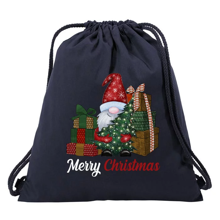 Merry Christmas Gnome Festive Holiday Gift Drawstring Bag