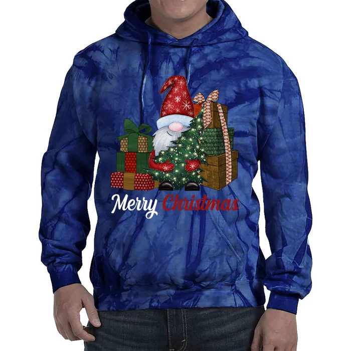 Merry Christmas Gnome Festive Holiday Gift Tie Dye Hoodie