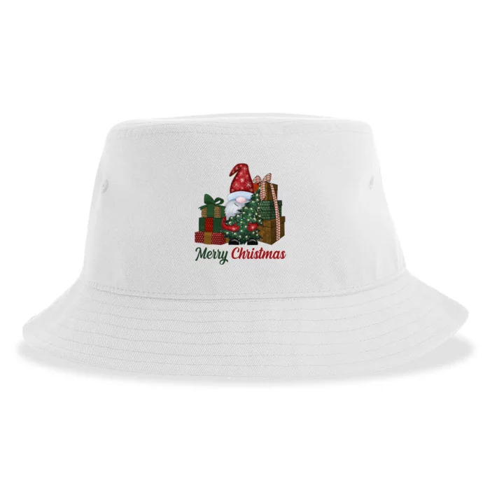 Merry Christmas Gnome Festive Holiday Gift Sustainable Bucket Hat